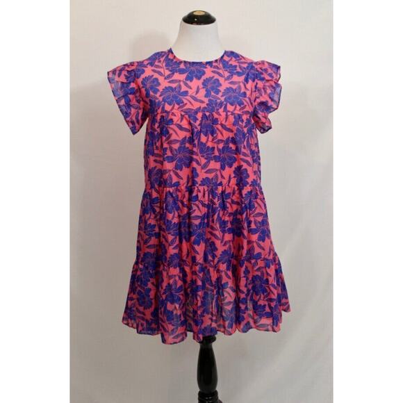 TALULAH Sz S Small Pink Blue Floral Ruffle Mini Dress NEW Cotton - Picture 8 of 8